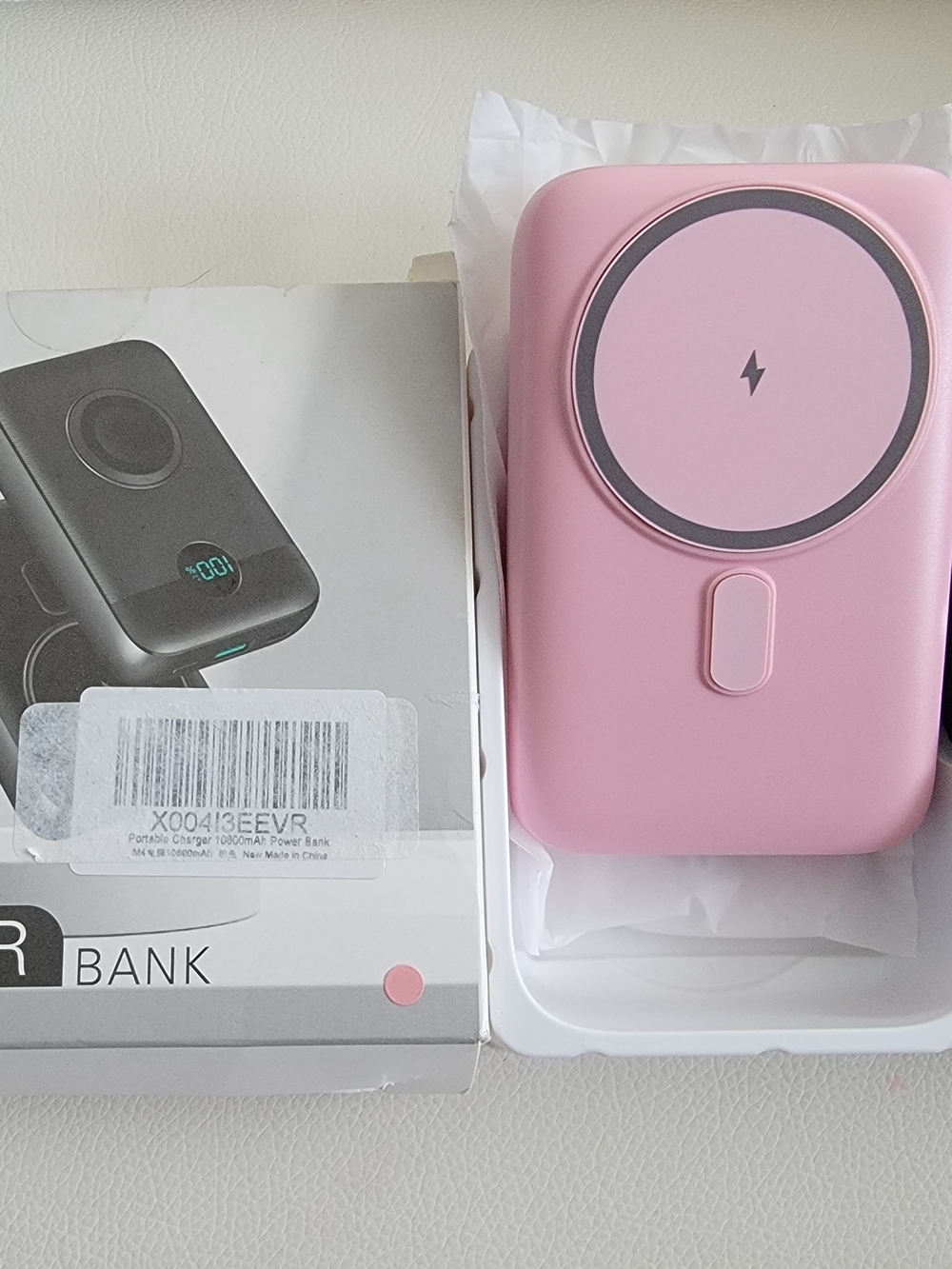10800mah Portable Magnetic Wireless Power Bank Charger, Magsafe w/LCD - Pink